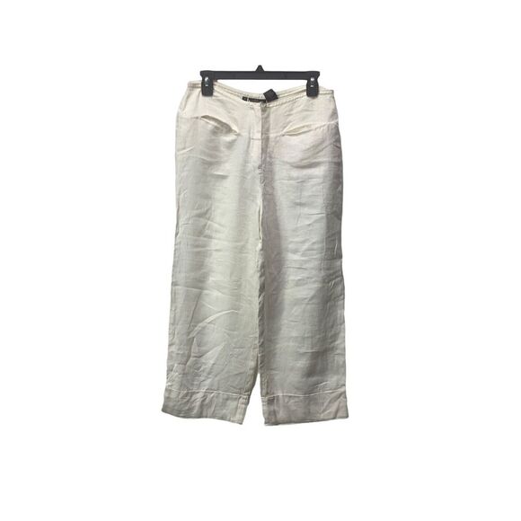 Will Smith Linen Capri Pants Size 16 White Cuff at Hem Straight‎ Wide Leg - Picture 1 of 6